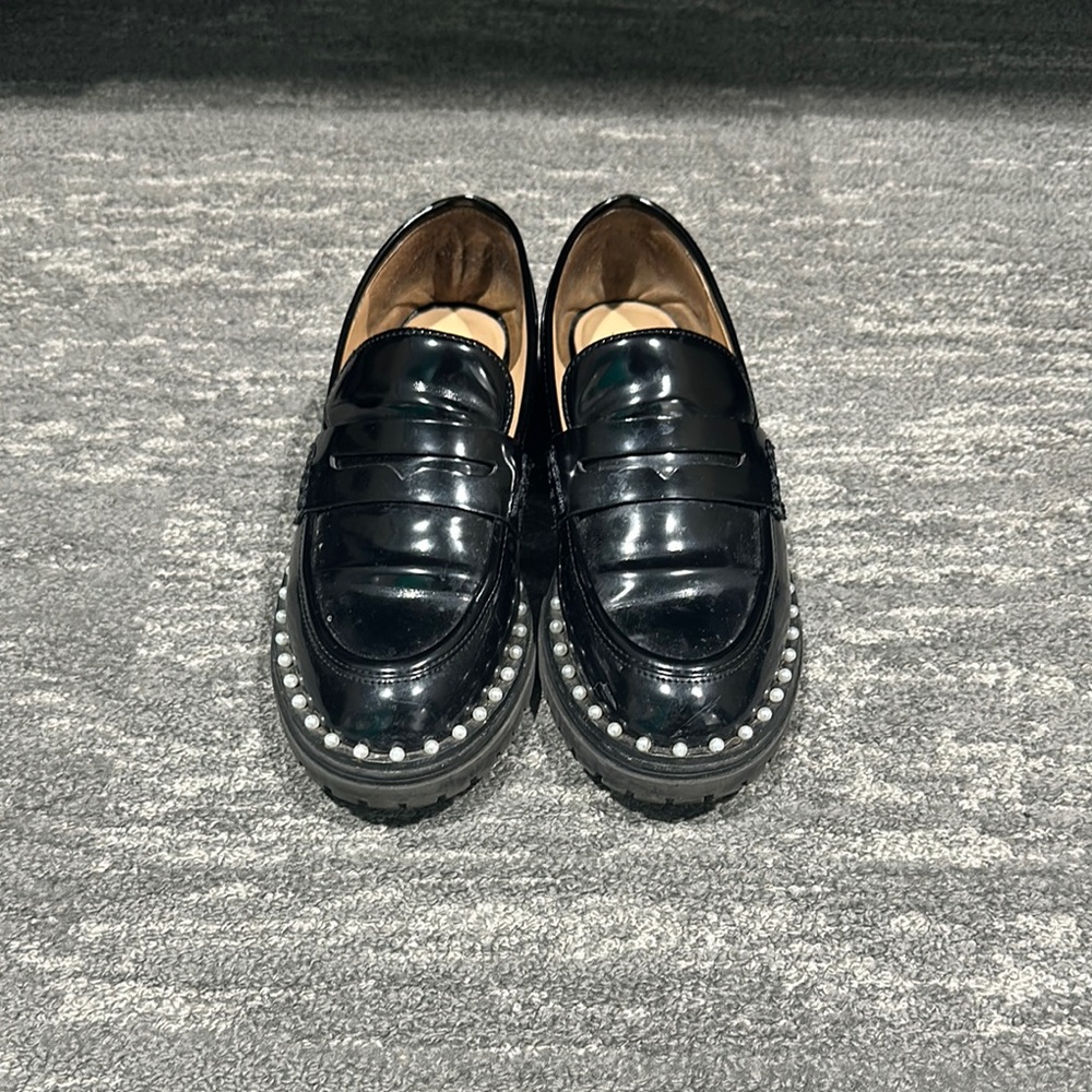 Black Loafers with Pearl Detailing